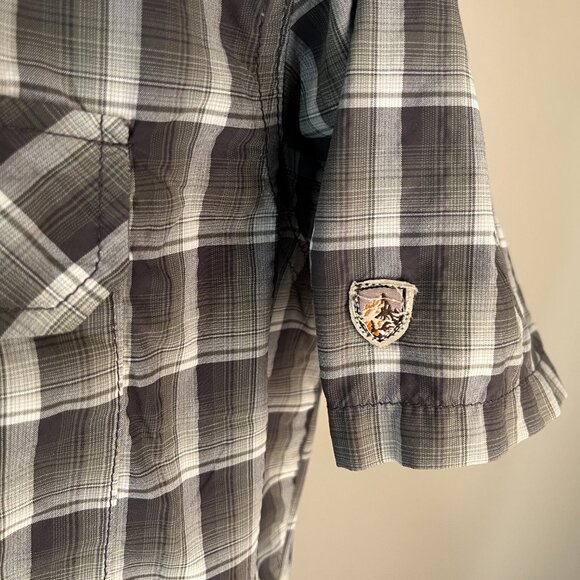 KUHL Men's white, gray and green wicking plaid short sleeve shirt Medium M EUC - Picture 3 of 7